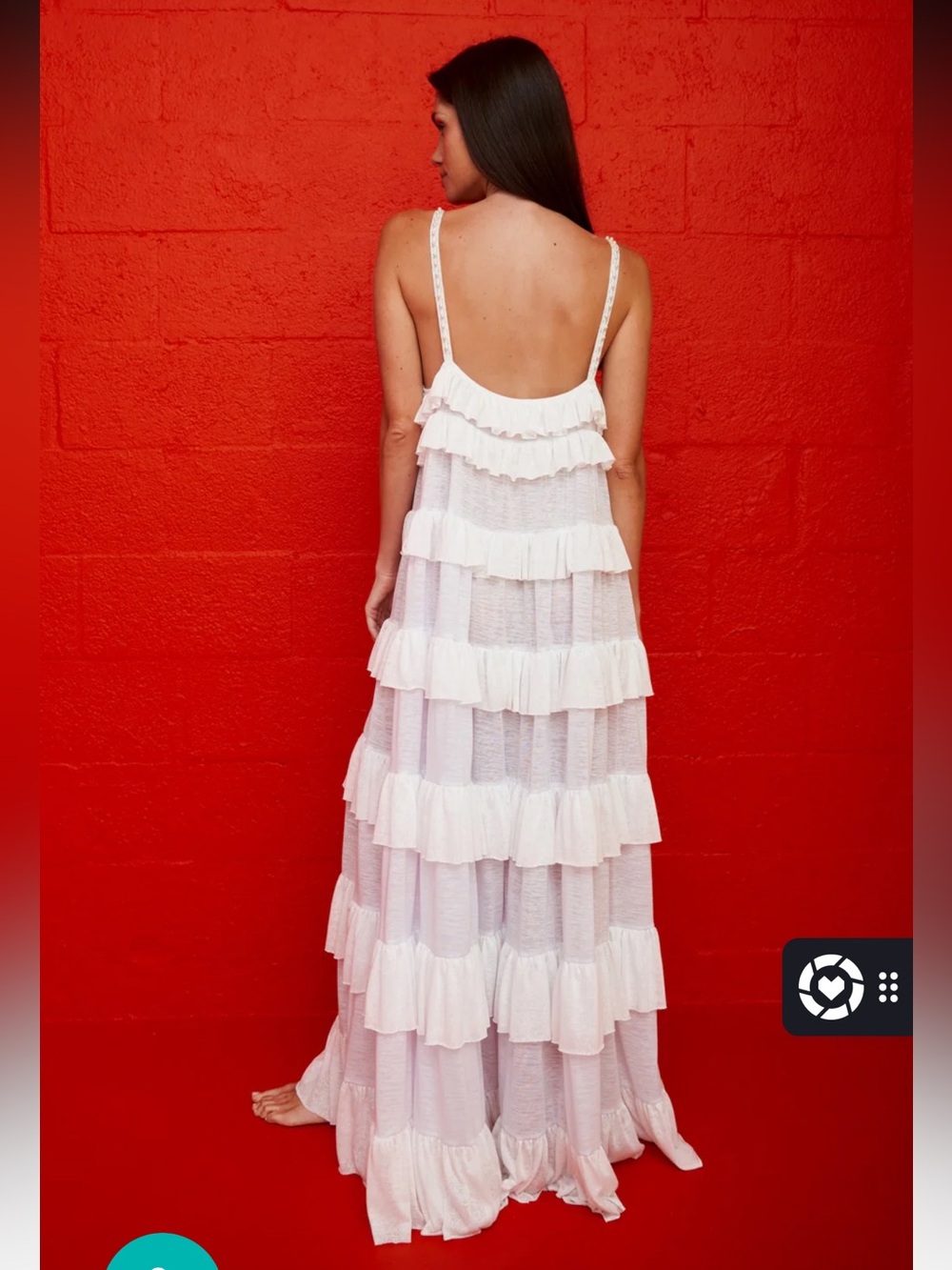 Pitusa Beaded Strap Tiered Dress White Standard - NWT - Picture 5 of 14